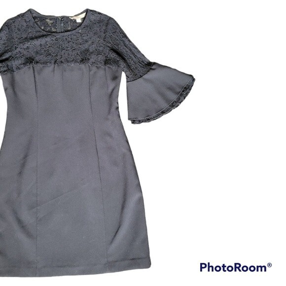 Hope & Harlow Sheath Black Lace Dress W Bell Sleeves -  10 - Picture 2 of 12
